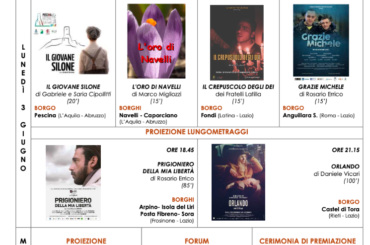 Roma: il 3 e 4 giugno al via BORGHI SUL SET, il festival di cineturismo organizzato da Cinecircolo Romano